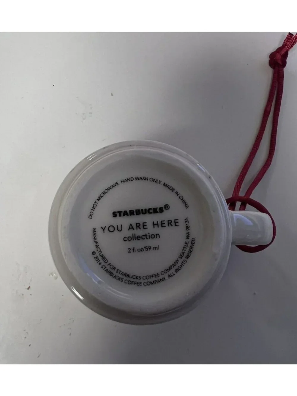 Starbucks 2014 You Are Here Christmas Ornament Gold Hawaii Coffee Mug 2 Oz Rare